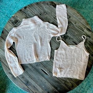 Zara Fine Knit Mock Turtleneck Sweater Tank Top Girls 10 Soft Fluffy Fall Winter